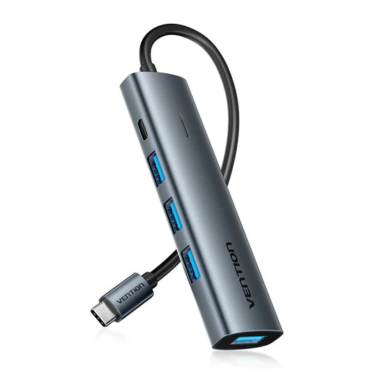 VENTION TGZHB | 0.15M | 5 IN 1 USB HUB | CONNECTOR TYPE: USB-C/USB 3.0X1/USB-C FOR POWER | NICKEL-PLATED | 5GBPS (USB 3.0) | 6 MONTHS WARRANTY ADAPTER