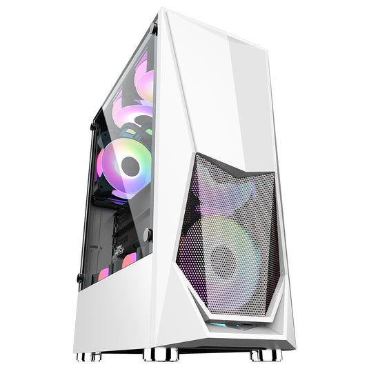 1ST PLAYER  WHITE | DK-3 | ATX / M-ATX | STRIKING FRONT PANEL DESIGN | MIDDLE TOWER |FRONT PANEL: METAL MESH | LEFT PANEL: TEMPERED GLASS |380*190*447MM | 6 MONTHS WARRANTY PC CASE