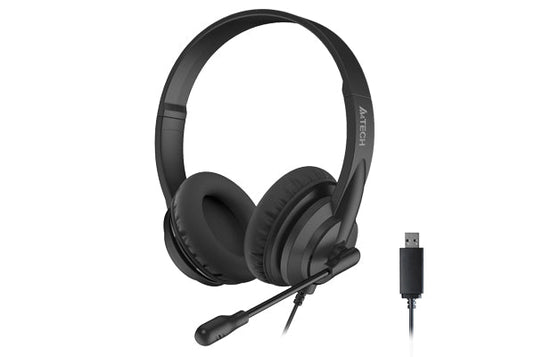 A4TECH HU-10 USB HEADSET | NOISE CANCELLING UNIDIRECTIONAL  MICROPHONE | ROTATABLE MIC BOOM HEADSET