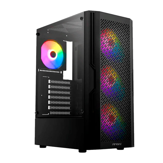 ANTEC AX20 ELITE | BLACK | MID-TOWER | ATX / MICRO-ATX / ITX SUPPORT | TEMPERED GLASS SIDE PANEL | STEEL + PLASTIC MATERIAL | BOTTOM DUST FILTER | 4 BUILT-IN 120MM RGB FANS | 6 MONTHS WARRANTY PC CASE