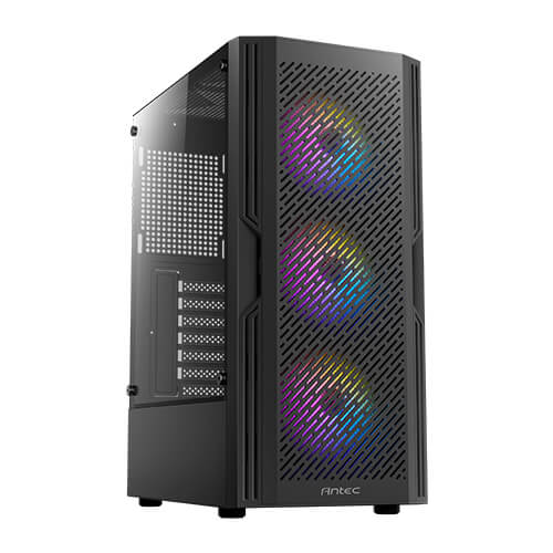 ANTEC AX20 EXTREME | BLACK | MID-TOWER | ATX / MICRO-ATX / ITX SUPPORT | TEMPERED GLASS SIDE PANEL | STEEL + PLASTIC MATERIAL | FRONT DUST FILTER | 5 BUILT-IN 120MM RGB FANS | 6 MONTHS WARRANTY PC CASE