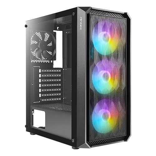 ANTEC NX292 | BLACK | MID-TOWER | E-ATX / ATX / MICRO-ATX / ITX SUPPORT | TEMPERED GLASS SIDE PANEL | STEEL + PLASTIC MATERIAL | TOP / BOTTOM DUST FILTER | 3 BUILT-IN 120MM RGB FANS AND 1 BUILT-IN REGULAR FAN IN REAR | 6 MONTHS WARRANTY PC CASE