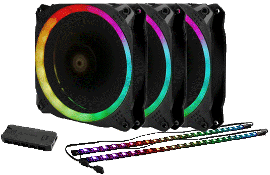 ANTEC PRIZM 120 ARGB 3+2+C | BLACK | PWM FAN | 3-IN-1 PACK WITH FAN CONTROLLER AND ARGB LED STRIPS | ADDRESSABLE RGB | HYDRAULIC BEARING TYPE | 120 X 120 X 25MM | CONNECTOR FAN: 4-PIN /ARGB: 3- PIN | 6 MONTHS WARRANTY FANS