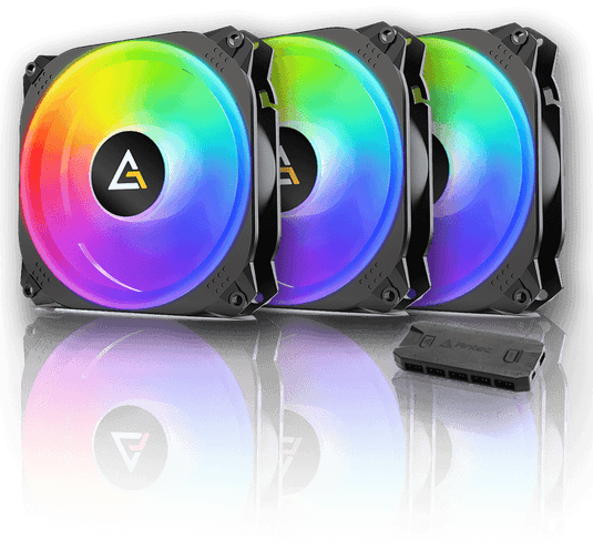 ANTEC PRIZM 120 ARGB 3+C | BLACK | PWM FAN | 3-IN-1 PACK WITH FAN CONTROLLER | HYDRAULIC BEARING TYPE | 120 X 120 X 25MM | CONNECTOR FAN: 4-PIN / LED: 3- PIN | 6 MONTHS WARRANTY FANS