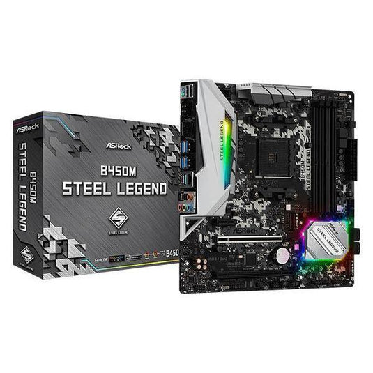 ASROCK B450M STEEL LEGEND AM4 MOTHERBOARD | 6-PHASE POWER DESIGN | 7.1CH HD AUDIO | POLYCHROME SYNC-MOTHERBOARDS-Makotek Computers