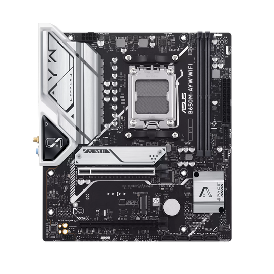 ASUS B650M-AYW WIFI DDR5 | AM5 | M-ATX | PCIE 5.0 M.2 | WI-FI 6 | 2X DIMM | REALTEK 2.5GB ETHERNET | TWO-WAY AI NOISE CANCELLATION | AURA SYNC | 12 MONTHS WARRANTY MOTHERBOARD