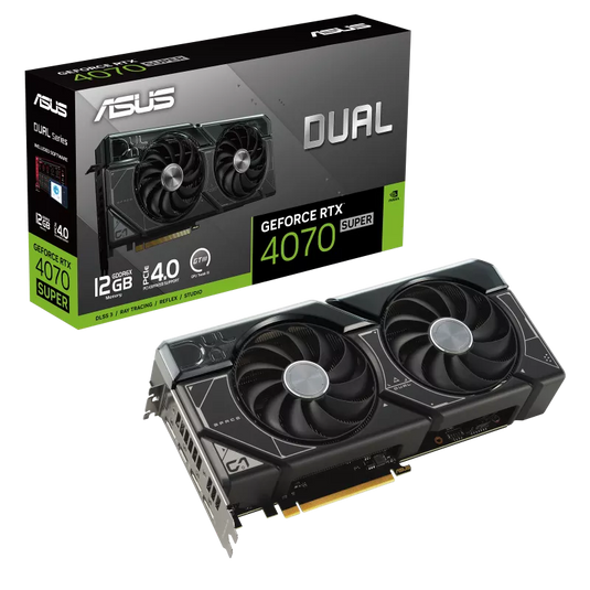 ASUS DUAL-RTX4070S-12G GEFORCE RTX 4070 SUPER | 12GB | GDDR6X | PCI-E 4.0 | HDM1 2.1A * 1 | DP 1.4A * 3 | BLACK  | 12 MONTHS WARRANTY | GRAPHICS CARD