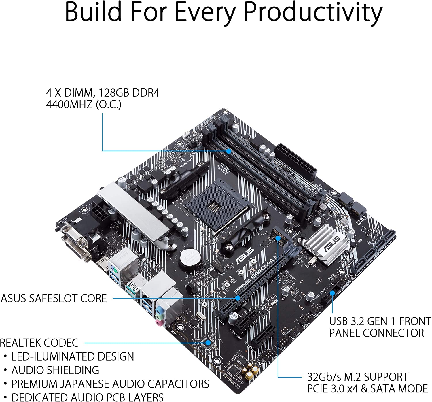 ASUS PRIME B450M-A II M.2 SUPPORT, HDMI/DVI-D/D-SUB, SATA 6 GBPS, 1 GB ETHERNET, USB 3.2 GEN 2 TYPE-A, BIOS FLASHBACK™, AND AURA SYNC RGB LIGHTING SUPPORT, MICRO ATX MOTHERBOARD-MOTHERBOARDS-Makotek Computers