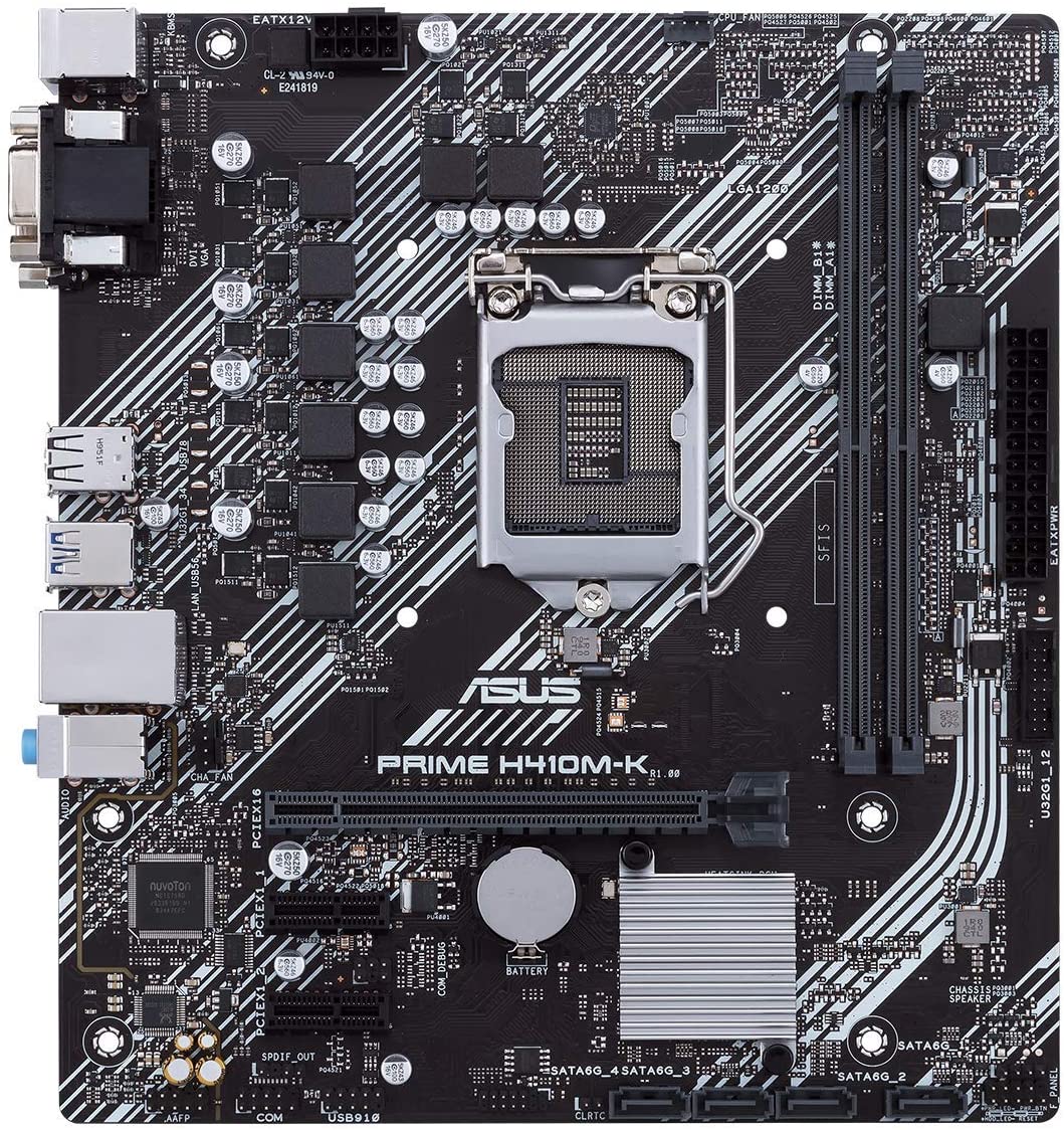 ASUS PRIME H410M-K INTEL¬Æ H410 (LGA 1200) MIC-ATX MOTHERBOARD WITH DDR4 SUPPORT, DVI, D-SUB, USB 3.2 GEN 1 PORTS, SATA 6 GBPS, COM HEADER MOTHERBOARD-MOTHERBOARDS-Makotek Computers