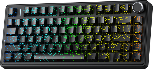 AULA F75 | BLACK CONTOUR | 80 KEYS | 75% COMPACT LAYOUT | PER-KEY RGB BACKLIGHT | VOLUME KNOB | TRI-MODE: 2.4GHZ WIRELESS / BLUETOOTH / WIRED | STAR VECTOR MECHANICAL SWITCH | 6 MONTHS WARRANTY KEYBOARD