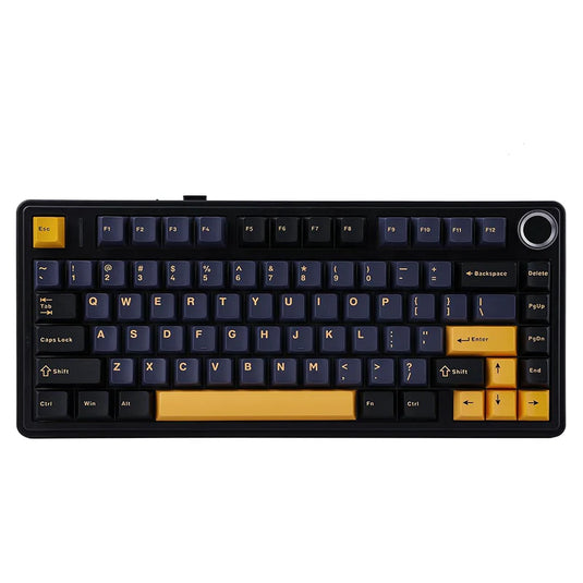 AULA F75 | THUNDER BLACK | 80 KEYS | 75% COMPACT LAYOUT | PER-KEY RGB BACKLIGHT | VOLUME KNOB | TRI-MODE 2.4GHZ WIRELESS + BLUETOOTH + WIRED | GRAY WOOD MECHANICAL SWITCH | 6 MONTHS WARRANTY KEYBOARD