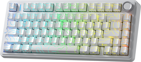 AULA F75 | WHITE CONTOUR | 80 KEYS | 75% COMPACT LAYOUT | PER-KEY RGB BACKLIGHT | VOLUME KNOB | TRI-MODE: 2.4GHZ WIRELESS / BLUETOOTH / WIRED | STAR VECTOR MECHANICAL SWITCH | 6 MONTHS WARRANTY KEYBOARD