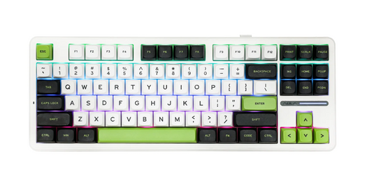 AULA F87 | WILDERNESS OASIS | 87 KEYS | GRAY WOOD SWITCH | CUSTOMIZABLE RGB BACKLIGHT | FULL HOT-SWAPPABLE SWITCH SOCKETS | TRI-MODE: 2.4GHZ WIRELESS / BLUETOOTH / WIRED | BLACK + WHITE + GREEN | 6 MONTHS WARRANTY KEYBOARD