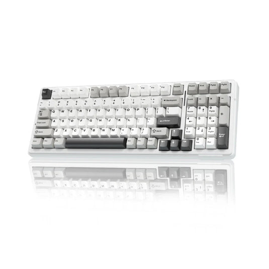 AULA F99 | GRAY | GRAY WOOD SWITCH | 99 KEYS | 98% LAYOUT | ADVANCED GASKET-MOUNTED MECHANICAL KEYBOARD | TRI-MODE: 2.4GHZ WIRELESS / BLUETOOTH / WIRED | HOT-SWAPPABLE PCB | PBT KEYCAPS | RGB LIGHTING EFFECTS | 6 MONTHS WARRANTY KEYBOARD