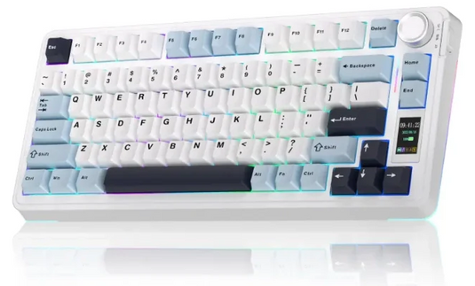 AULA S75 PRO | GLACIER BLUE | 80 KEYS | 75% COMPACT LAYOUT | PER-KEY RGB BACKLIGHT | TRI-MODE: 2.4GHZ WIRELESS / BLUETOOTH / WIRED | HOT-SWAPPABLE | STAR VECTOR MECHANICAL SWITCH | N-KEY ROLLOVER | 4000HZ POLLING RATE | 5 MONTHS WARRANTY KEYBOARD