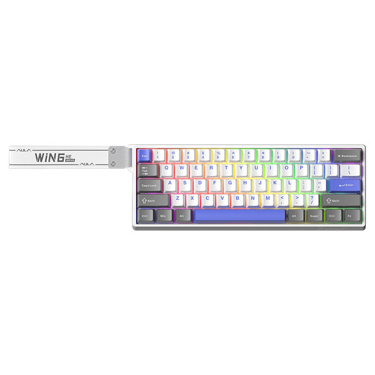 AULA WIN 60 | WHITE+ GRAY + BLUE | 61 KEYS | 60% LAYOUT DESIGN | WIRED USB-C CONNECTION | MAGNETIC HALL-EFFECT SWITCHES | RAPID TRIGGER FUNCTION | FULL RGB BACKLIGHTING | 1000HZ POLLING RATE | DETACHABLE USB-C CABLE | 6 MONTHS WARRANTY KEYBOARD