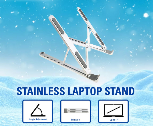 BOSSTON N3 STAINLESS LAPTOP STAND | UP TO 17" | HEIGHT ADJUSTMENT | FOLDABLE | 6 MONTHS WARRANTY LAPTOP STAND