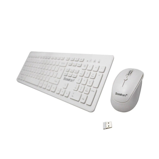 BOSSTON WS500 WHITE WIRELESS KEYBOARD & MOUSE COMBO-KEYBOARD-Makotek Computers