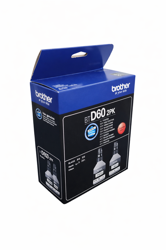 BROTHER BTD60BK BLK 108ML 2PACK ORIGINAL INK