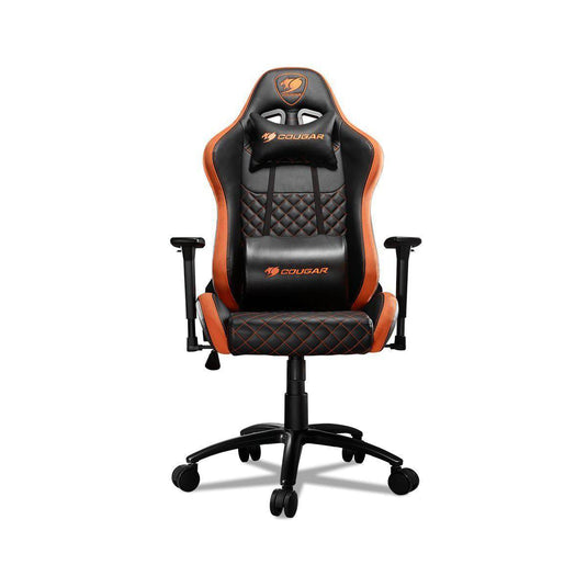 COUGAR ARMOR PRO GAMING CHAIR ‚Äì BLACK/ORANGE | 170¬∫ RECLINABLE BACKREST | HEIGHT ADJUSTMENT CLASS 4 GASLIFT CYLINDER | 3D ARMREST | NECK & LUMBAR PILLOW-Chair-Makotek Computers