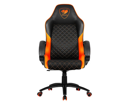 COUGAR FUSION | STEEL BASE | PVC LEATHER | BLACK/ORANGE GAMING CHAIR-CHAIR-Makotek Computers