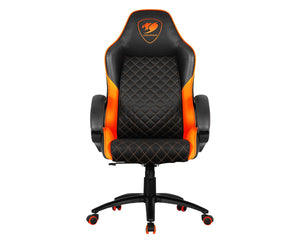 COUGAR FUSION | STEEL BASE | PVC LEATHER | BLACK/ORANGE GAMING CHAIR-CHAIR-Makotek Computers