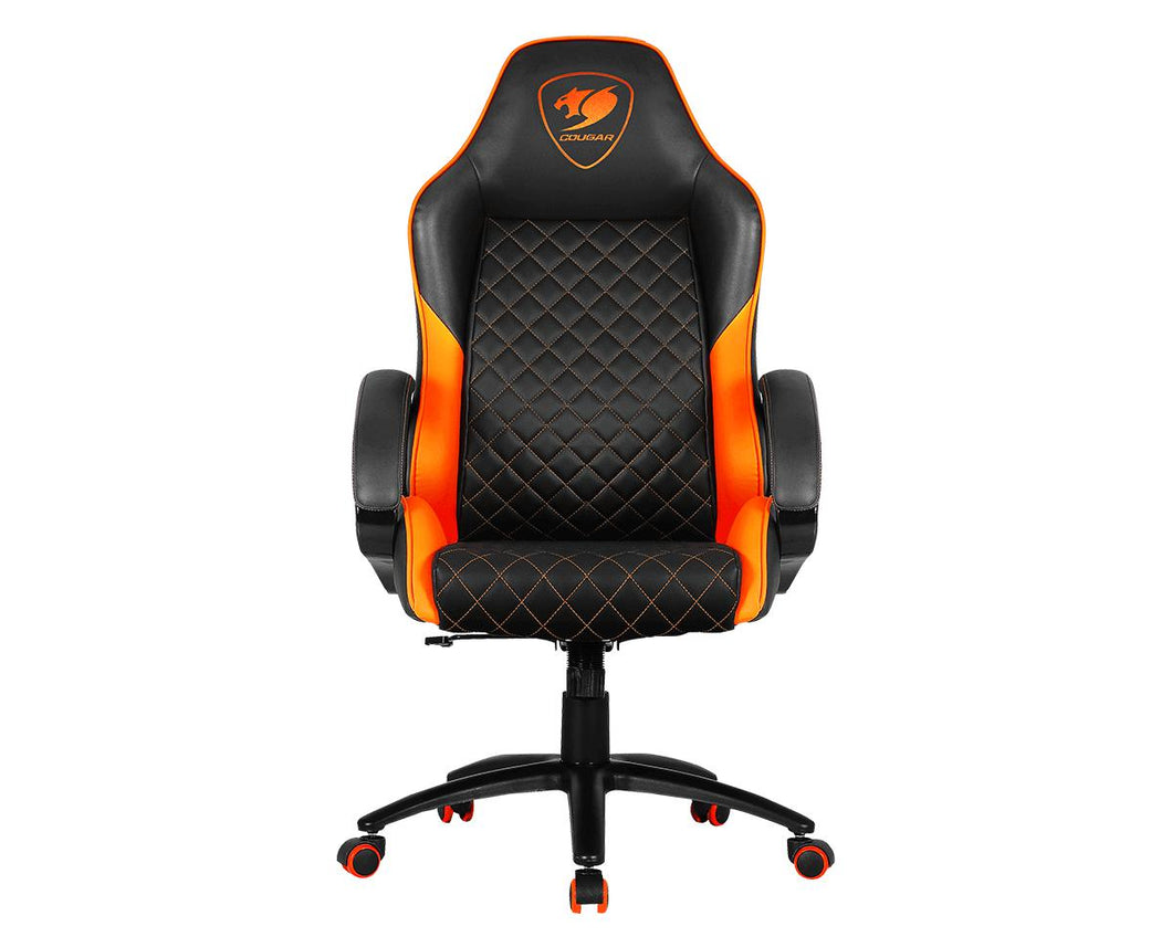 COUGAR FUSION | STEEL BASE | PVC LEATHER | BLACK/ORANGE GAMING CHAIR-CHAIR-Makotek Computers