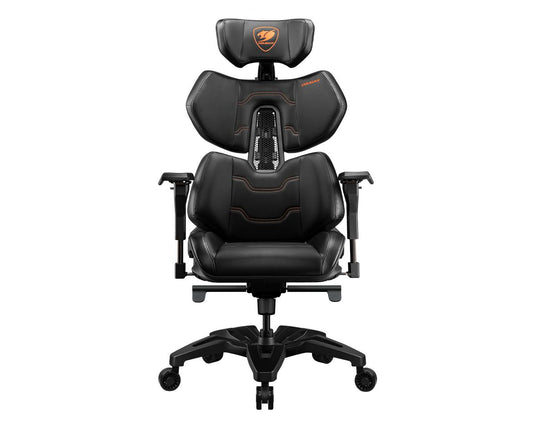 COUGAR TERMINATOR | 4D-ARMREST | HYPER DURA LEATHER | ALUMINUM BASE | BLACK-ORANGE | GAMING CHAIR-CHAIR-Makotek Computers