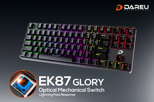 DAREU EK87 BLACK OPTICAL MECHANICAL TKL (BLUE SWITCH) KEYBOARD-KEYBOARD-Makotek Computers