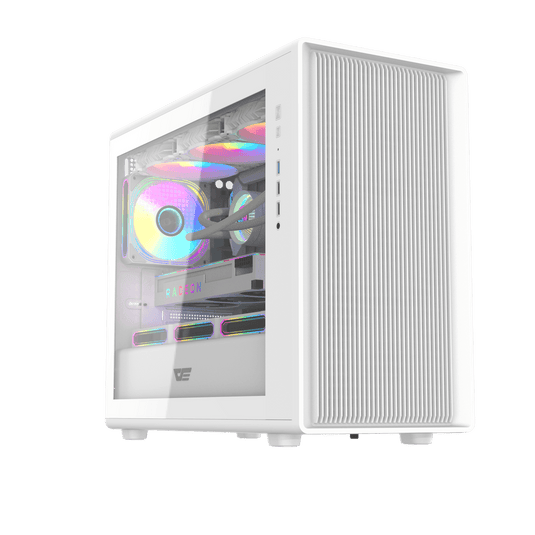 DARKFLASH DB460M | WHITE | M-ATX / ITX | SCREWLESS CLAMSHELL SIDE PANEL DESIGN FOR INSTALL | SUPPORT UP TO 420MM GPU | SPACIOUS AND CLEAN INTERIOR DESIGN | TEMPERED GLASS SIDE PANEL | USB 3.0 READY |  6 MONTHS WARRANTY PC CASE