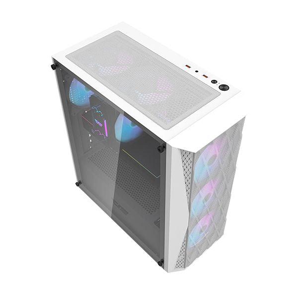 DARKFLASH DK352 MESH WHITE WITH 4PCS ARGB FANS ATX PC CASE-PC CASE-Makotek Computers