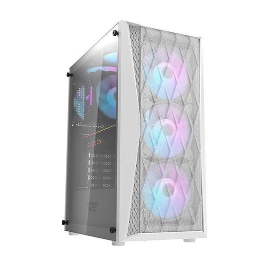 DARKFLASH DK352 MESH WHITE WITH 4PCS ARGB FANS ATX PC CASE-PC CASE-Makotek Computers