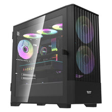 Load image into Gallery viewer, DARKFLASH DK415M M-ATX BLACK WITH 2X140MM ARGB FAN PC CASE-CASE-Makotek Computers
