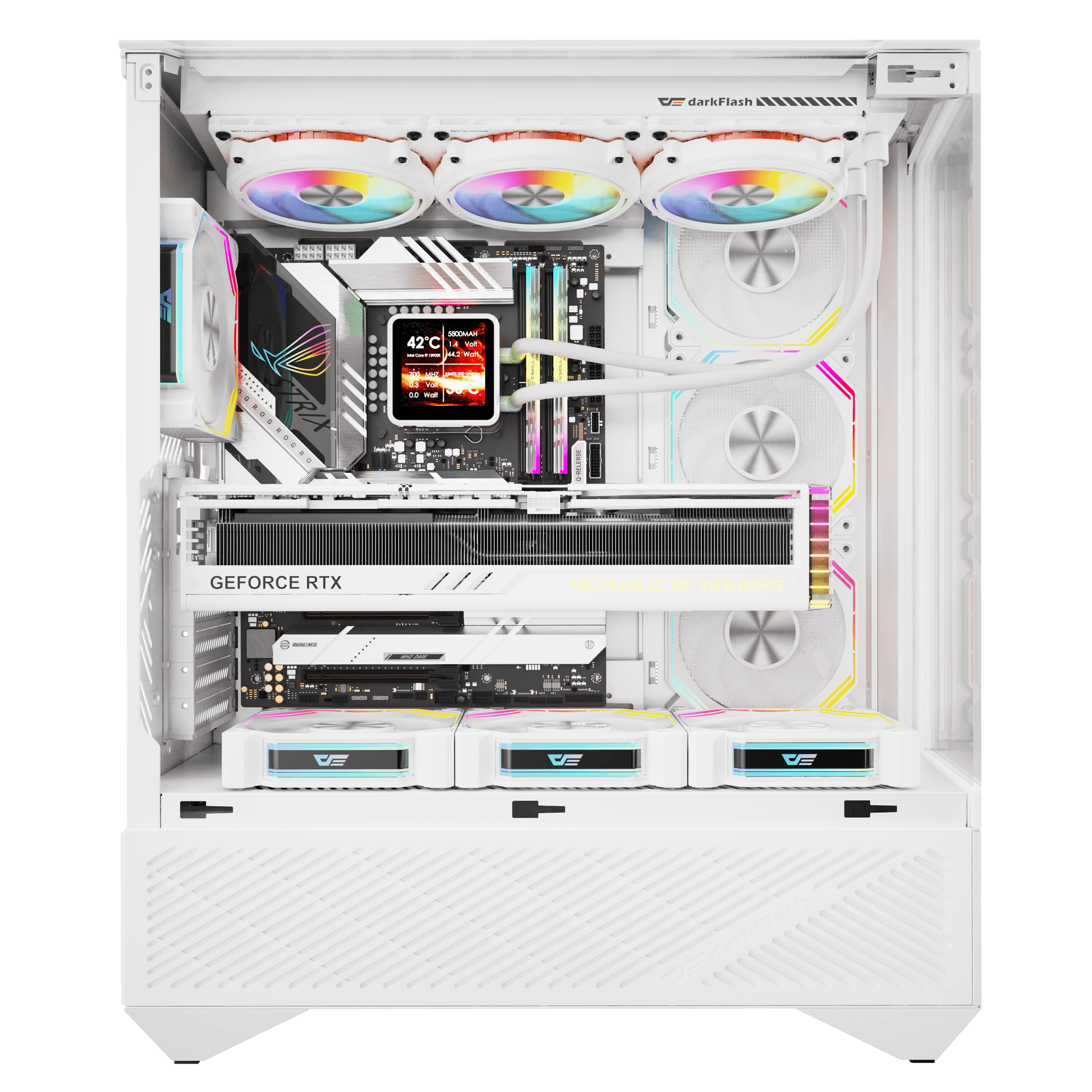 DARKFLASH DY 460 | WHITE | ATX | M-ATX | ITX | DUAL CHAMBER VERTICAL L ...