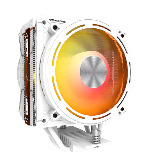 DARKFLASH E400 PLUS | WHITE | DUAL FAN VERSION | FASCINATING ARGB EFFECTS | DOT MATRIX DISPLAY | 4 COOPER THERMAL TUBES | 9 BLADE FAN | CD PATTERN  SPINDLE | LGA 18XX / 1700 / 1366 / 115X | AM5 / AM4 |  6 MONTHS WARRANTY CPU COOLER