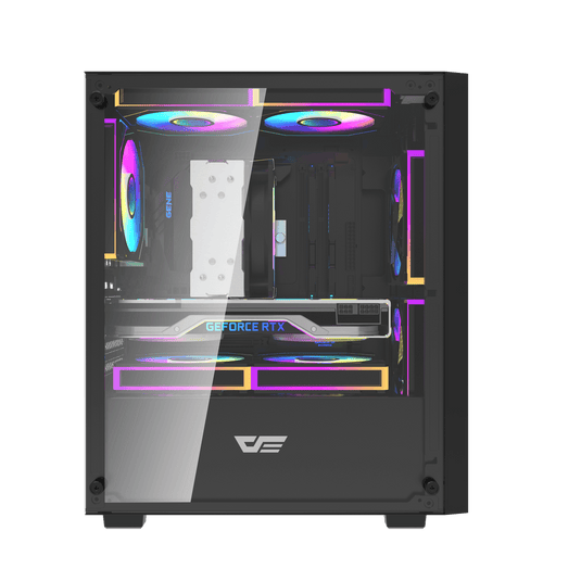 DARKFLASH M305 | BLACK | M-ATX- ITX| SUPPORTS UP TO 7 120MM FANS | TEMPERED GLASS SIDE PANEL |FRONT PANEL MESH HOLE | I/O：USB 3.0 X 1 USB 2.0 X 2 | 6 MONTHS WARRANTY PC CASE