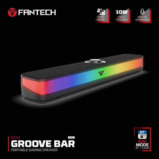 FANTECH BS151 GROOVE BAR PRO BLACK | BLUETOOTH 5.3 / WIRED | BUILT-IN MICROPHONE | RGB LIGHTING | USB-C INTERFACE | 6 MONTHS WARRANTY SPEAKER