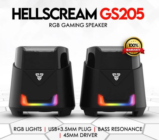 FANTECH GS205 HELLSCREAM BLACK | RGB | 2-CHANNEL PORTABLE SPEAKERS | VOLUME AND MUTE CONTROLS | USB AND 3.5MM PLUG | DURABLE AND PRACTICAL | 6 MONTHS WARRANTY SPEAKER