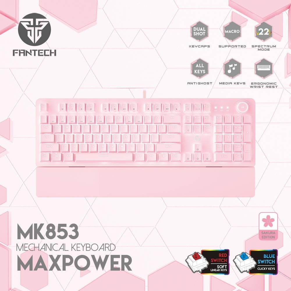 FANTECH KEYBOARD MK853 MAXPOWER (WRISTPAD) SAKURA PINK KEYBOARD-KEYBOARD-Makotek Computers