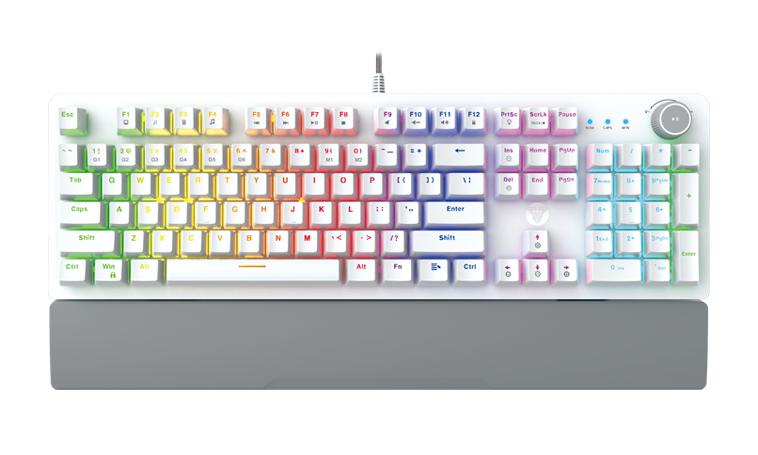 FANTECH MAXPOWER MK853 V2 RED SWITCH RGB LED WITH WRIST REST WHITE KEYBOARD-KEYBOARD-Makotek Computers