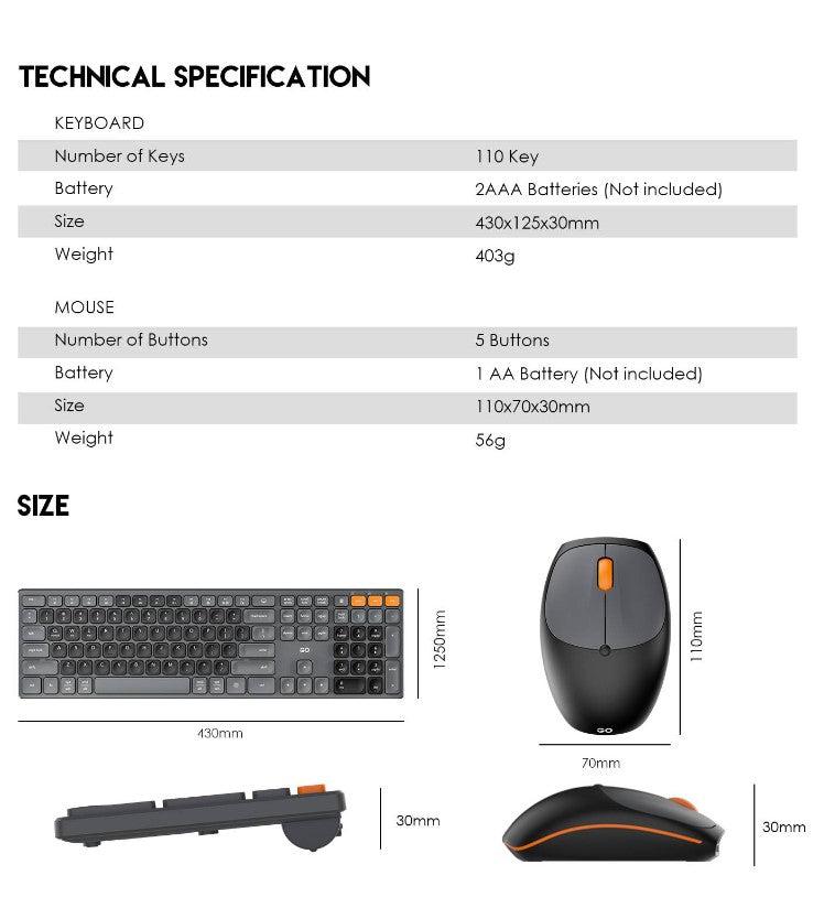 FANTECH WK895 GO POP BLACK WIRELESS KEYBOARD AND MOUSE COMBO-KEYBOARD-Makotek Computers