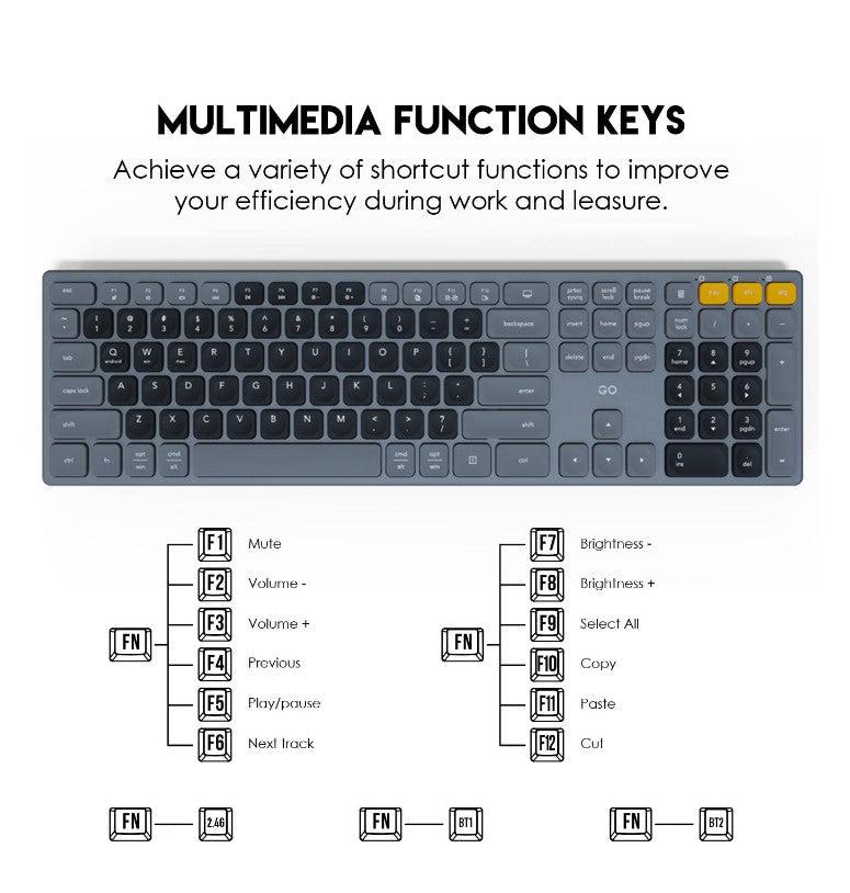 FANTECH WK895 GO POP BLACK WIRELESS KEYBOARD AND MOUSE COMBO-KEYBOARD-Makotek Computers