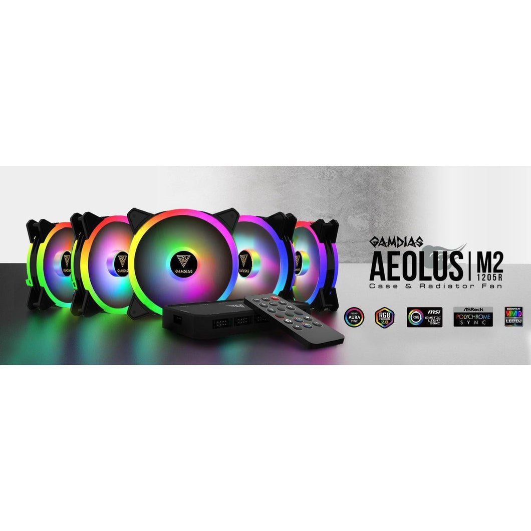 GAMDIAS AEOLUS M2 1205R 5IN1 RGB COOLER FANS-FANS-Makotek Computers