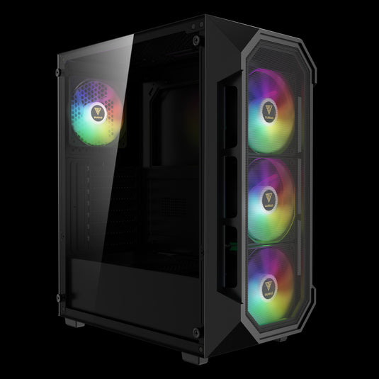 GAMDIAS AURA GC1 ELITE V2 | BLACK |  ATX | MICRO-ATX | MINI ITX | MID TOWER | PANORAMIC TEMPERED GLASS | 4 BUILT-IN 120MM ARGB FAN | PSU SHROUD INCLUDED |  6 MONTHS WARRANTY PC CASE