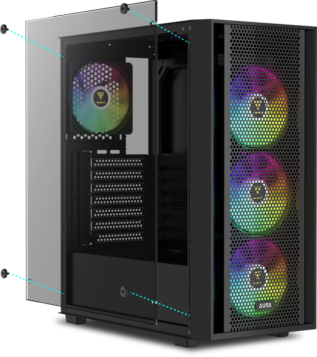 GAMDIAS Aura GC2 Elite ARGB Boîtier PC Gamer ATX Tour Moyenne, Panneau Frontal en Maillage pour Le Flux d'air, 4 Ventilateurs ARGB de 120 mm Inclus, Panneau Latéral en Verre Trempé, Noir GAMDIAS Aura GC2 Elite ARGB Boîtier PC Gamer ATX Tour Moyenne, Panneau Frontal en Maillage pour Le Flux d'air, 4 Ventilateurs ARGB de 120 mm Inclus, Panneau Latéral en Verre Trempé, Noir