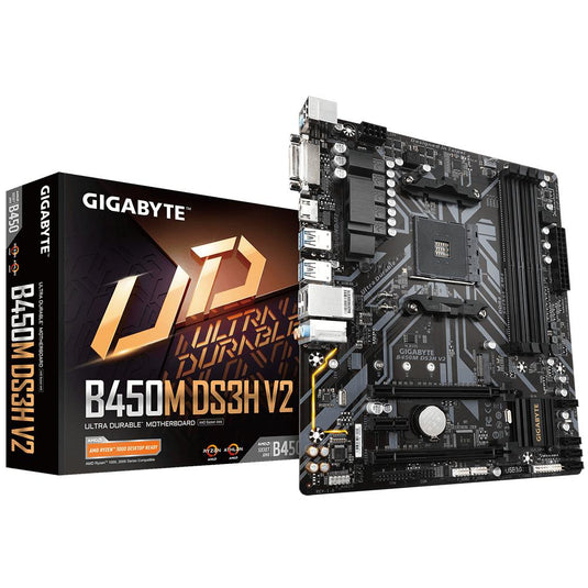 GIGABYTE B450M DS3H V2 | ULTRA DURABLE MOTHERBOARD WITH DIGITAL VRM SOLUTION | REALTEK GBE LAN AND BANDWIDTH MANAGEMENT | PCIE GEN3 X4 M.2 | ANTI-SULFUR RESISTOR | RGB LED STRIP HEADER | CEC 2019 READY MOTHERBOARD-MOTHERBOARDS-Makotek Computers