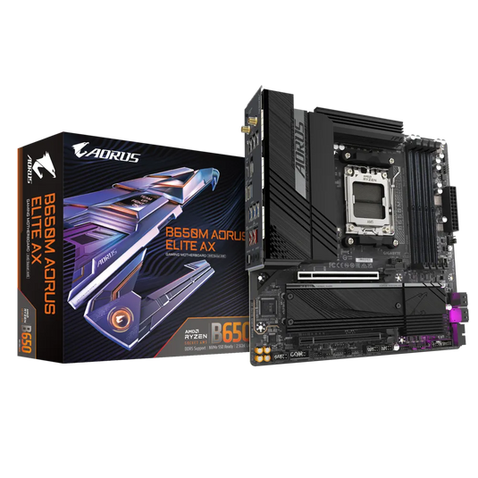 GIGABYTE GA-B650M-AORUS-ELITE-AX  | AM5 | DDR5 | 4X DIMM SOCKETS | 2X M.2 PCIe 4.0 | WI-FI 6E | M-ATX | 12 MONTHS WARRANTY MOBOARD