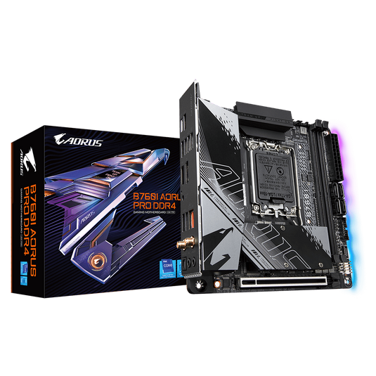 GIGABYTE GA-B760I-AORUS-PRO-DDR4 AORUS PRO DDR4 | 2 DIMM SLOTS | PCI-E 4.0 M.2 | PCI-E 4.0 X 16 | WIFI 6 | 2.5 GBE LAN | ITX | LGA 1700 | 12 MONTHS WARRANTY | MOTHERBOARD
