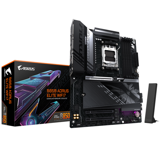 GIGABYTE GA-B850-A-ELITE-WF7 AMD SOCKET AM5 | SUPPORTS: RYZEN 9000, 8000, 7000 PROCESSOR | 4 x DDR5 DIMM SOCKETS | 1*PCIE 5.0 x16 AND 2*PCIE 4.0 x 4 M.2 |  12 MONTHS WARRANTY MOTHERBOARD