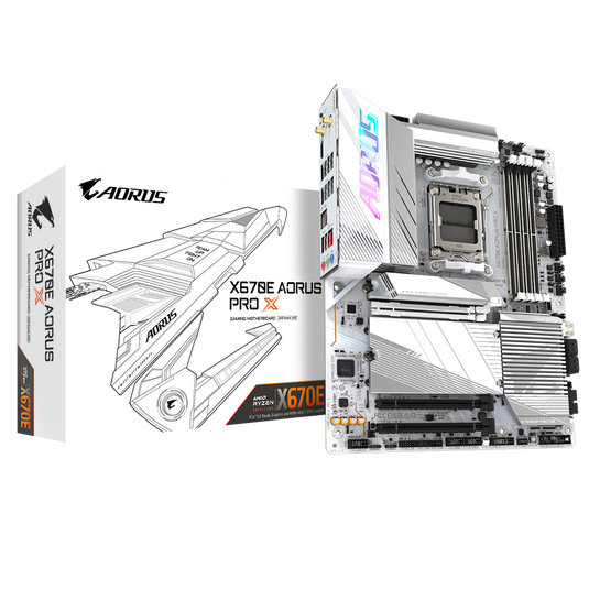 GIGABYTE GA-X670E-AORUS-PRO-X | 4 DIMM SLOTS | DDR5 | REALTEK AUDIO | INTEL 2.5 GBE LAN | WIFI 7 | PCI-E 5.0 | PCI-E 5.0 M.2 | AM5 | 12 MONTHS WARRANTY | MOBOARD